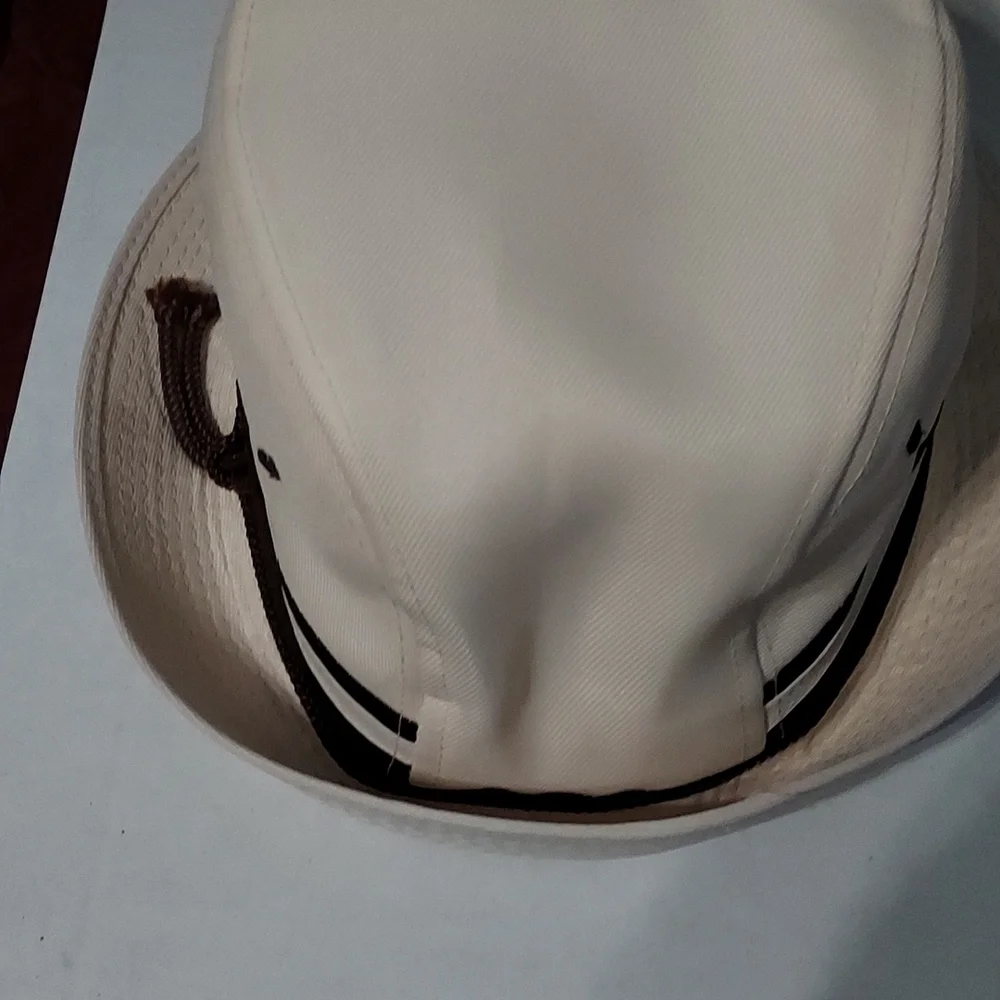 Fedora Hat Size Large Ivory with a Brown&Ivory Band w/brown cord.No Stains. - Picture 3 of 12